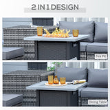 Gas Firepit Table, 71 x 71cm 40000 BTU - Black/Grey