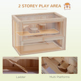 Hamster Cage Rodent Small Animals Play House, Natural Wood Finish