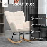 Berber Fleece Rocking Chair, Nursery Glider, Wingback, Beige