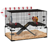 Gerbil & Dwarf Hamster Cage, Deep Glass Bottom, Tunnels, Ramps, Hut, Exercise Wheel