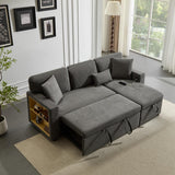 3 Seater L-Shaped Sofa Bed – Pull-Out Corner Couch with Open Storage, Bed Box and Shelf