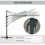 LED Cantilever Parasol, 3m with Solar Lights, Grey