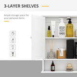 Kleankin Wall-mounted Bathroom Cabinet Mirror Door Organiser Storage Shelves White