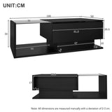LED Coffee Table with Drawer - High Gloss, Glass Top, Black