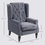Wingback Accent Chair, Button Tufted Occasional Chair, Charcoal Grey