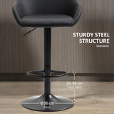 Bar Stools Set of 2, Height Adjustable Swivel with Backs and Armrests, PU Leather Black