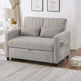 [Sofa Bed with Sleeping Function] Two-Seater Fold-Out Sofa, Pull-Out Design, Simple and Modern, Contemporary Style, Three-Level Adjustable Backrest, Breathable Cotton-Linen Fabric