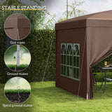 Pop Up Gazebo with Carry Bag and Windows, 3 x 3m, Coffee