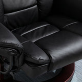 Recliner Chair with Footstool, 130kg Capacity, 135?? Reclining Swivel, PU Leather, Black