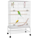Bird Cage with Stand, Toys, Accessories for Canaries, Finches, White