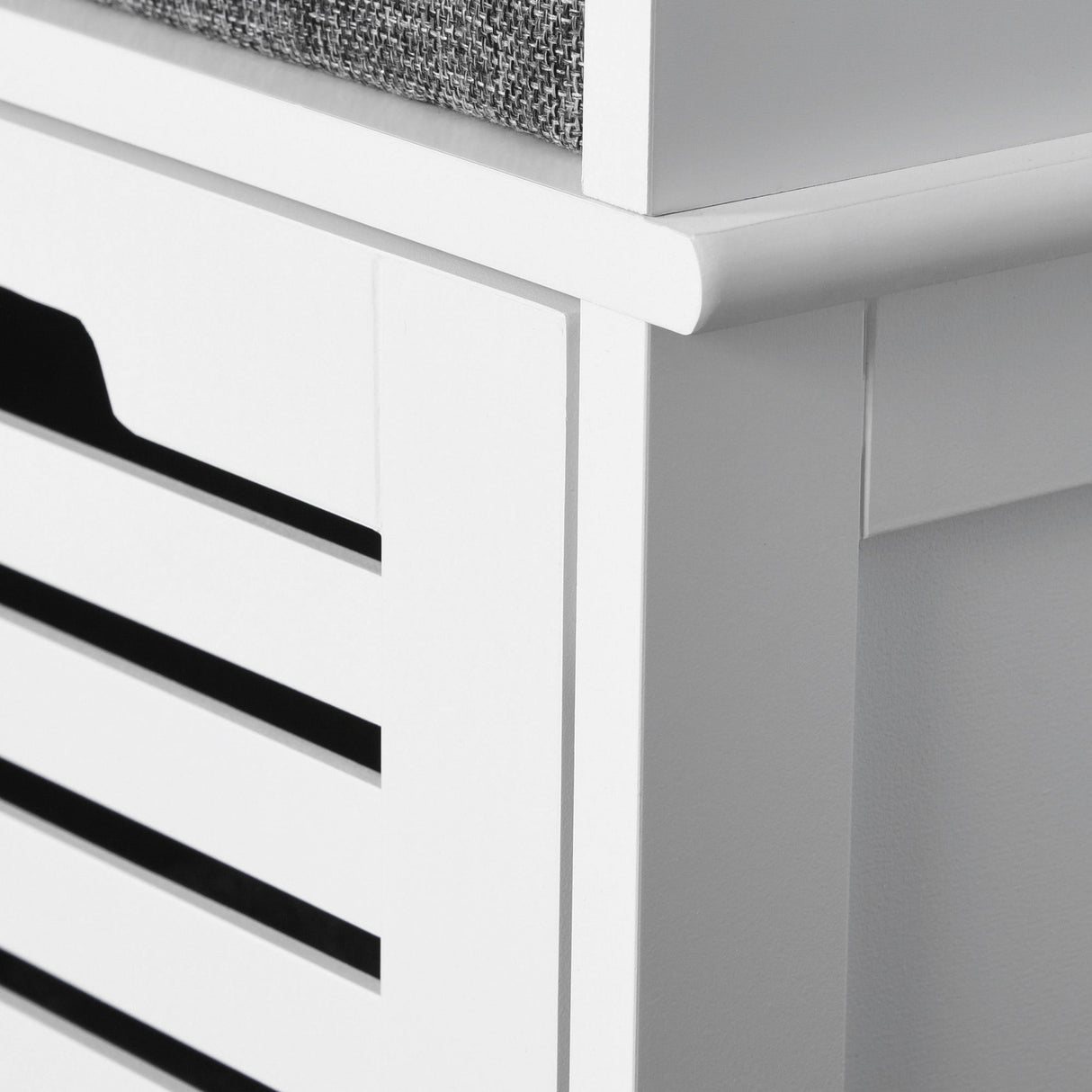 Shoe Storage Bench with 3 Drawers & Removable Seat Cushion, Grey