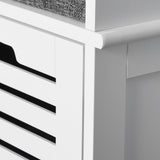 Shoe Storage Bench with 3 Drawers & Removable Seat Cushion, Grey