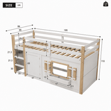 3ft Single Kids Loft Bed with Ladder - Multifunctional Wooden Bed Frame with Under-Bed Play Area, White