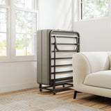 Portable Folding Single Bed with Wheels, 79x190cm Fold Up Guest Bed, 6cm Thick Memory Foam Mattress & Sturdy Metal Frame, Multi-Use Foldable Bed for Home, Office, Outdoor, Dorm & Temporary Rest