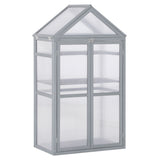 Garden Cold Frame Polycarbonate Greenhouse with Adjustable Shelves, Double Doors, Openable Top, Grey