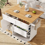Kitchen Island, Rolling Mobile with Drawer and Storage Cabinet, Drop Leaf, Breakfast Bar, Towel Rack, White
