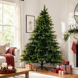 Realistic Full Green Artificial Christmas Tree - PVC & PE Mixed-Foliage Xmas Tree for Easy Setup, 6ft/7ft/8ft