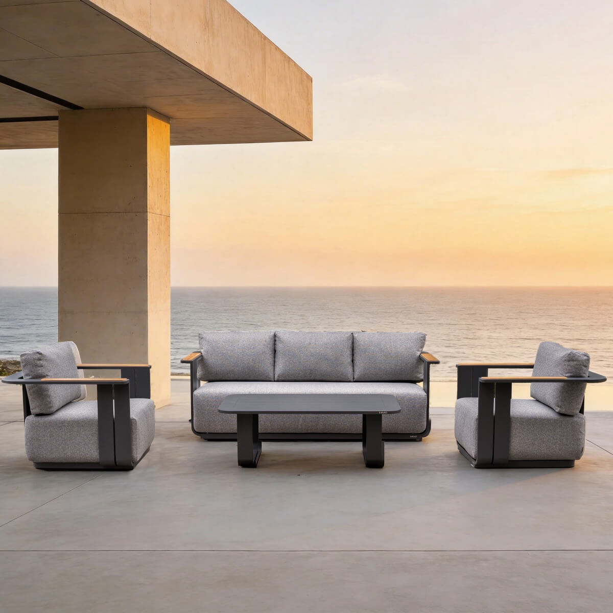 VAREL 4-Piece Sofa Set with TALARA Coffee Table (2 Armchairs + 3-Seater)