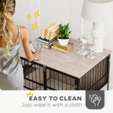 Furniture Style Dog Crate End Table Indoor 3 Doors, Soft Washable Cushion, 80cm