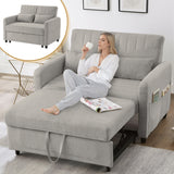[Sofa Bed with Sleeping Function] Two-Seater Fold-Out Sofa, Pull-Out Design, Simple and Modern, Contemporary Style, Three-Level Adjustable Backrest, Breathable Cotton-Linen Fabric
