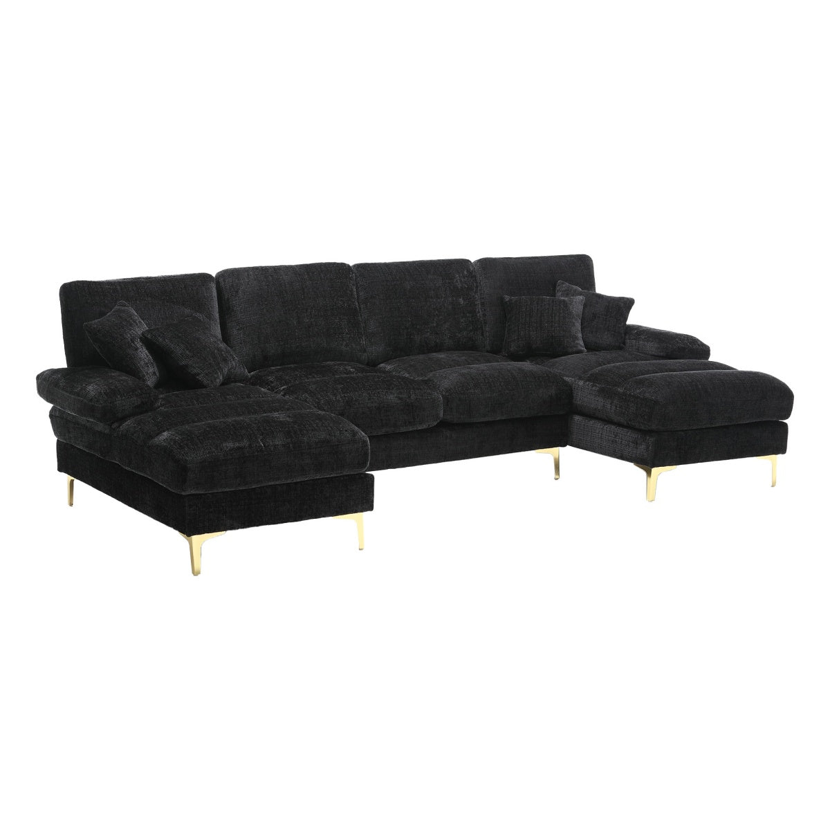Sectional Couches GOMYWAY Modular U-Shaped with Double Chaise for Living Room Chenille Fabric