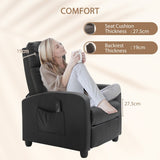 Recliner Armchair, Massage Push Back with Adjustable Leg Rest, Faux Leather Black