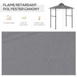 BBQ Gazebo Grill Canopy Barbecue Tent Shelter Patio Deck Cover 2.5M (8ft) Double-Tier - Grey