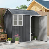 Galvanised Garden Shed with Latch - Dark Grey