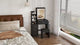 Modern Black Vanity Desk with 3-Mode LED Lighting - Dressing Table with 4 Drawers, Open Storage Shelves, Hair Dryer Holder, Power Socket & Chair