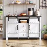 Rustic Wood Sideboard with Storage - 120cm Cabinet with Sliding Doors & 3 Drawers