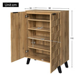 Modern Shoe Cabinet - 5 Compartment Storage with Adjustable Shelves, Wood Grain Finish