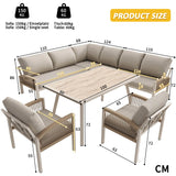 8 Seater Outdoor Garden Lounge Set – Rope Weave Sofa with Large Table and Cushions