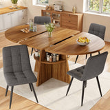 Extendable Round Dining Table 110–150cm - Dark Brown Kitchen Table Converts to Oval, Seats 8