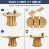 Extendable Dining Table – Round to Oval, Seats 6, 118–158cm, Natural Wood