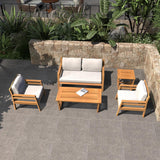 4-Seater Solid Wood Outdoor Sofa Set - Garden Lounge with Coffee Table and Side Table