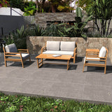 4-Seater Solid Wood Outdoor Sofa Set - Garden Lounge with Coffee Table and Side Table