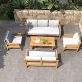 7-Seater Acacia Wood Outdoor Sofa Set – Solid Wood Garden Lounge
