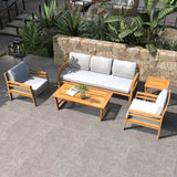 5-Seater Acacia Wood Outdoor Sofa Set – Solid Wood Garden Lounge with Coffee Table and Side Table