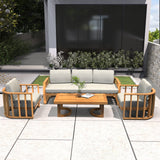 5-Seater Wood Patio Conversation Set