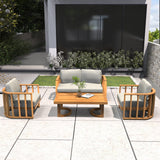 4-Seaer Wood Patio Conversation Set