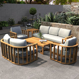 7-Seater Wood Patio Conversation Set with Footstool