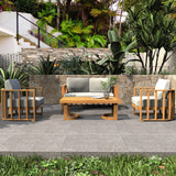 4-Seaer Wood Patio Conversation Set
