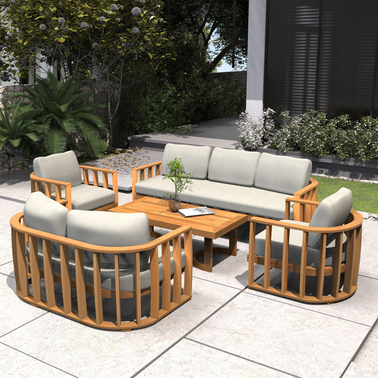 7-Seater Wood Patio Conversation Set