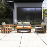4-Seater Wood Patio Conversation Set with Footstool