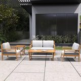 4-Seater Solid Wood Outdoor Sofa Set - Garden Lounge with Coffee Table and Side Table