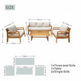 5-Seater Acacia Wood Outdoor Sofa Set – Solid Wood Garden Lounge with Coffee Table