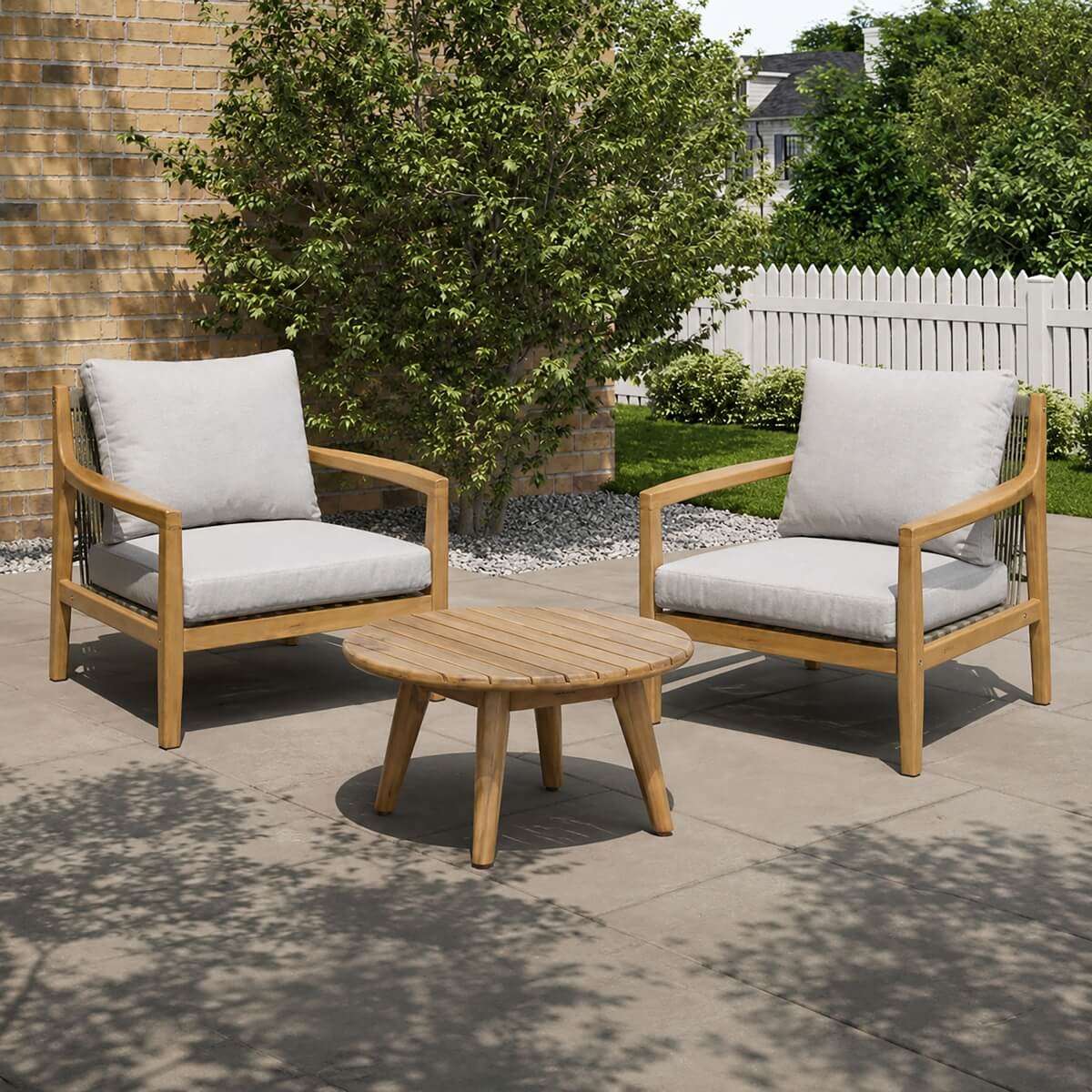 SOLARA Wood Outdoor Bistro Sofa Set - 3-Piece