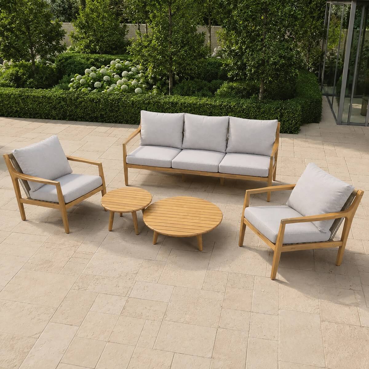 SOLARA 5-Piece Wood Outdoor Sofa Set - 5-Seater