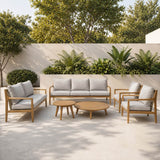 SOLARA 6-Piece Wood Outdoor Sofa Set - 7-Seater