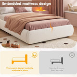 3ft Upholstered Hydraulic Storage Bed - LED Headboard, Bouclé, White